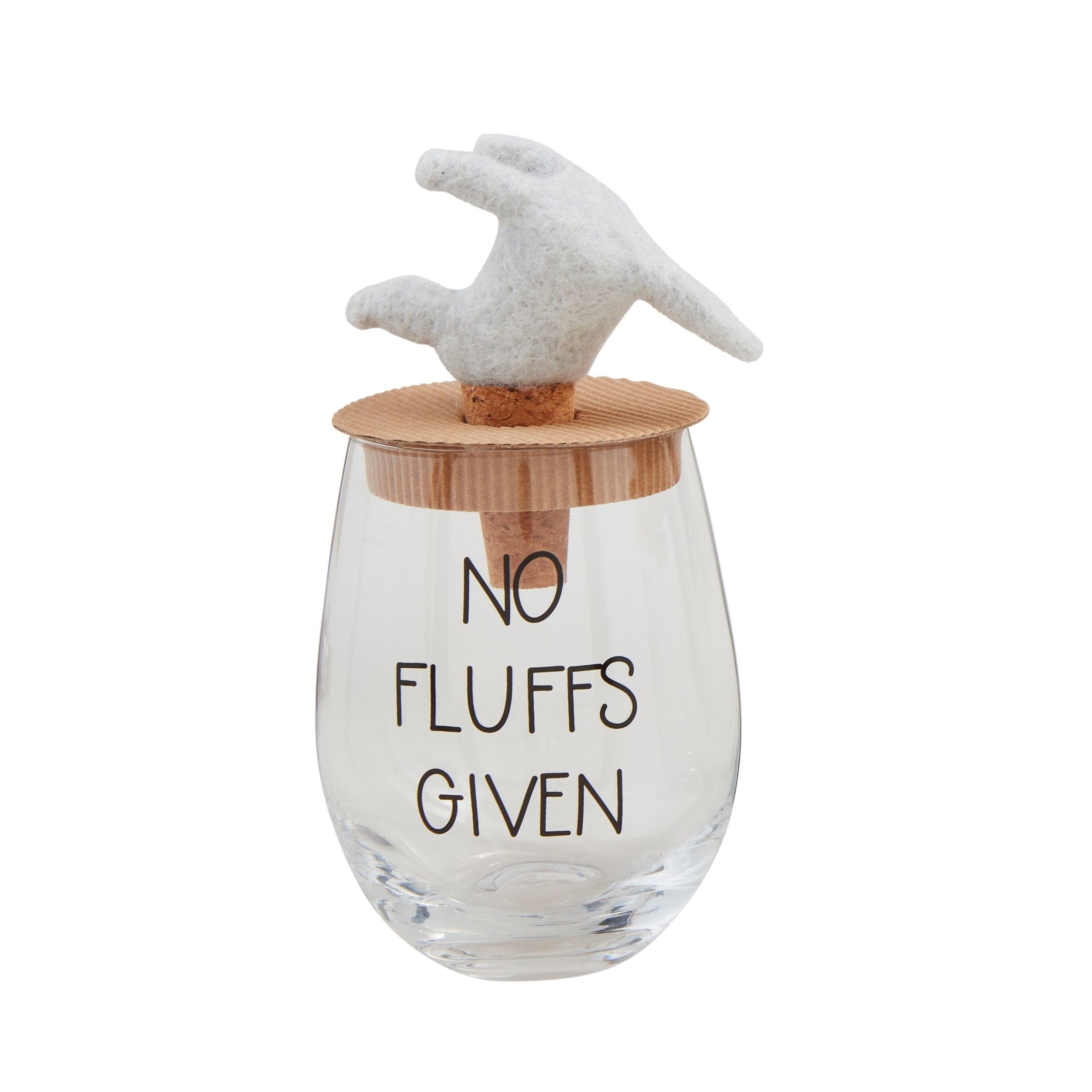 No Fluffs Dog Wine Glass & Topper Set By Mud Pie