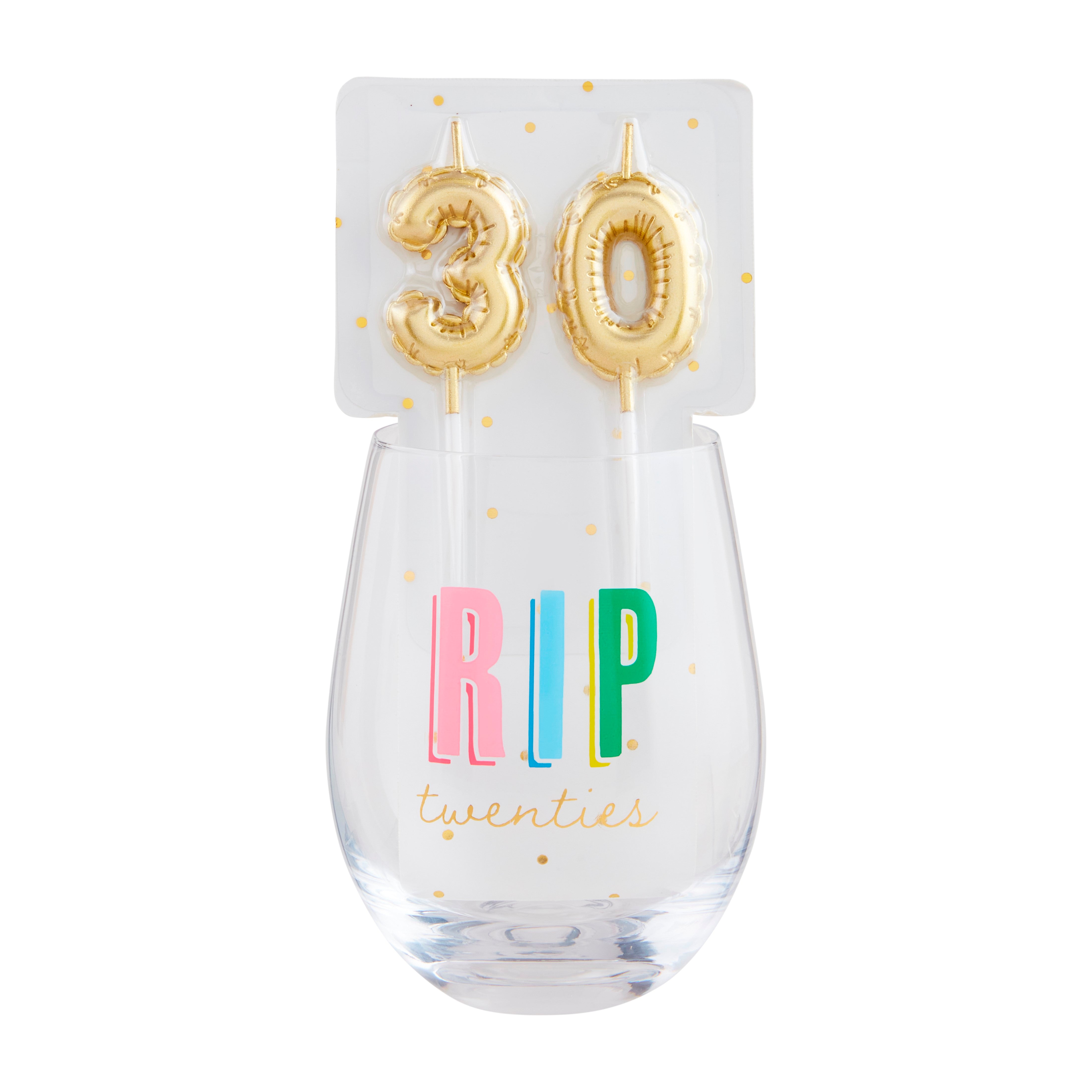 30 Wine Glass & Candle Set By Mud Pie