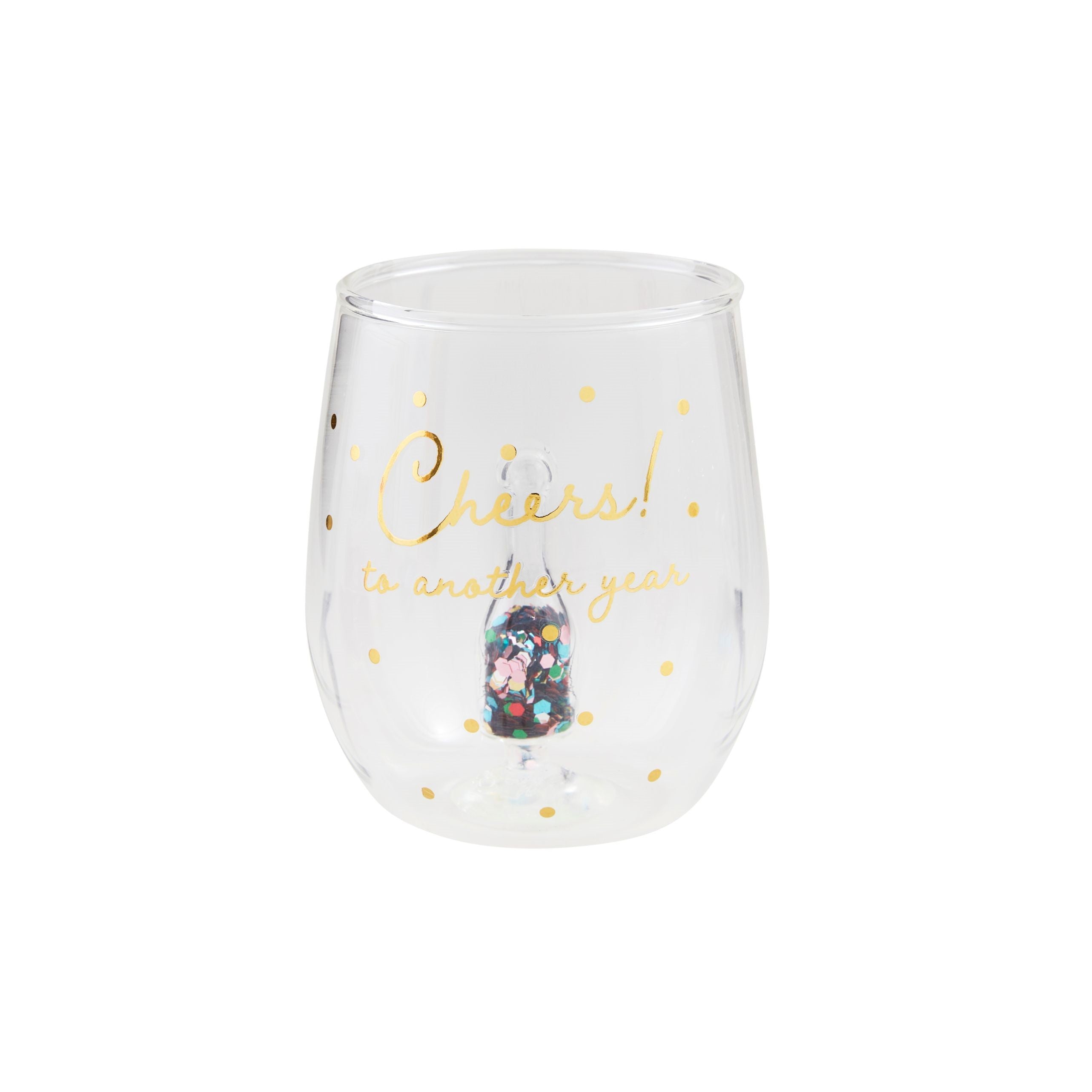 Cheers Birthday Glitter Wine Glass By Mud Pie