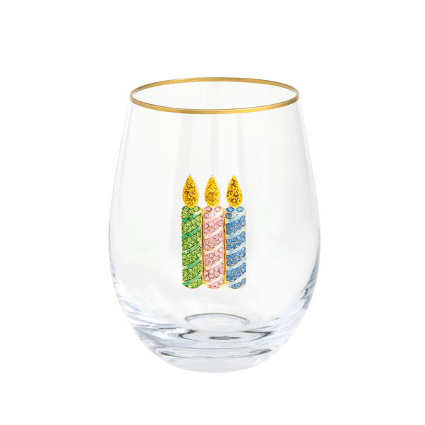 Beaded Candles Wine Glass By Mud Pie