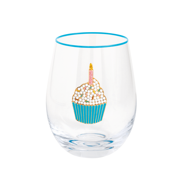 Beaded Cupcake Wine Glass By Mud Pie