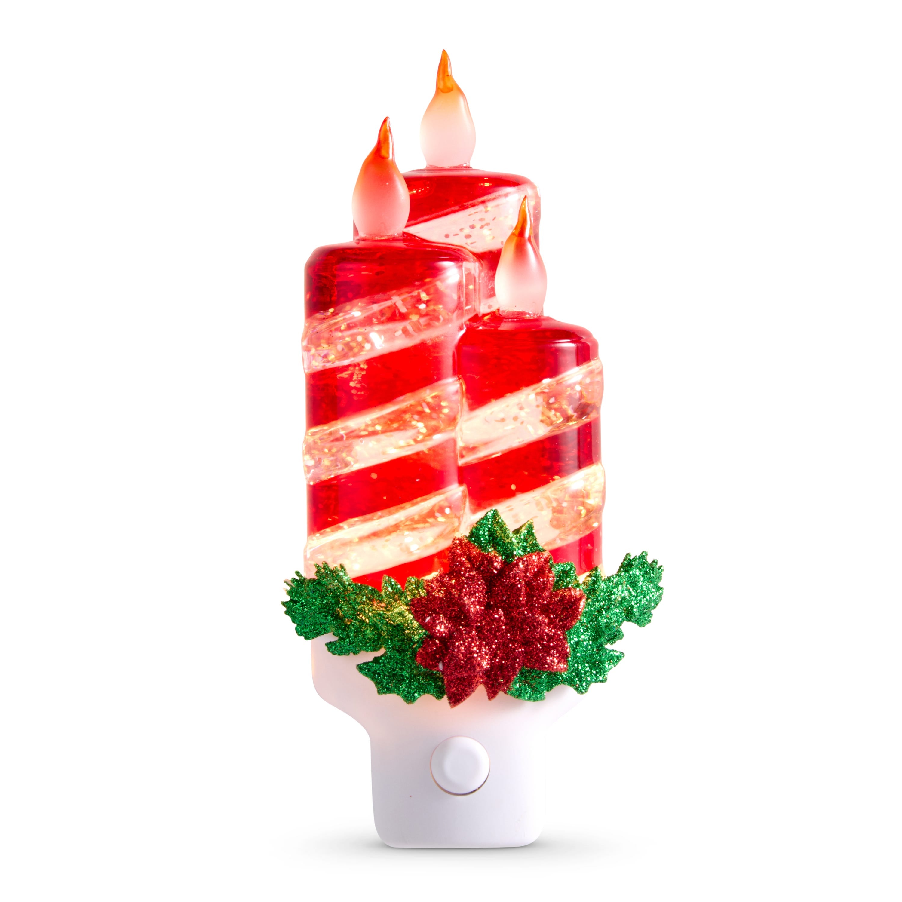 6.5 Swirling Glitter Peppermint Candle Night Light - A. Dodson's