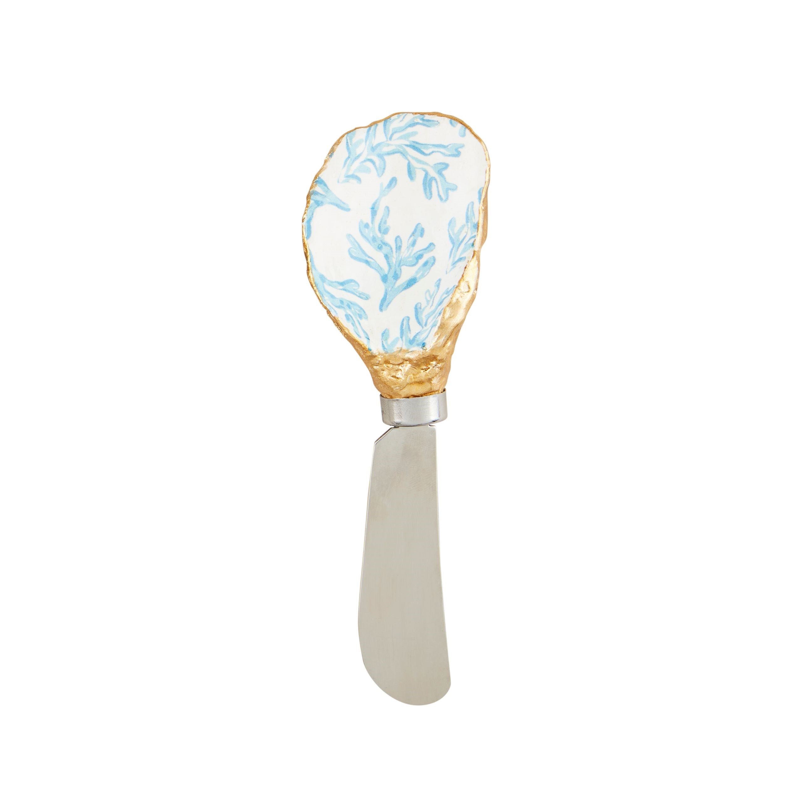Blue Coral Patterned Oyster Spreader By Mud Pie