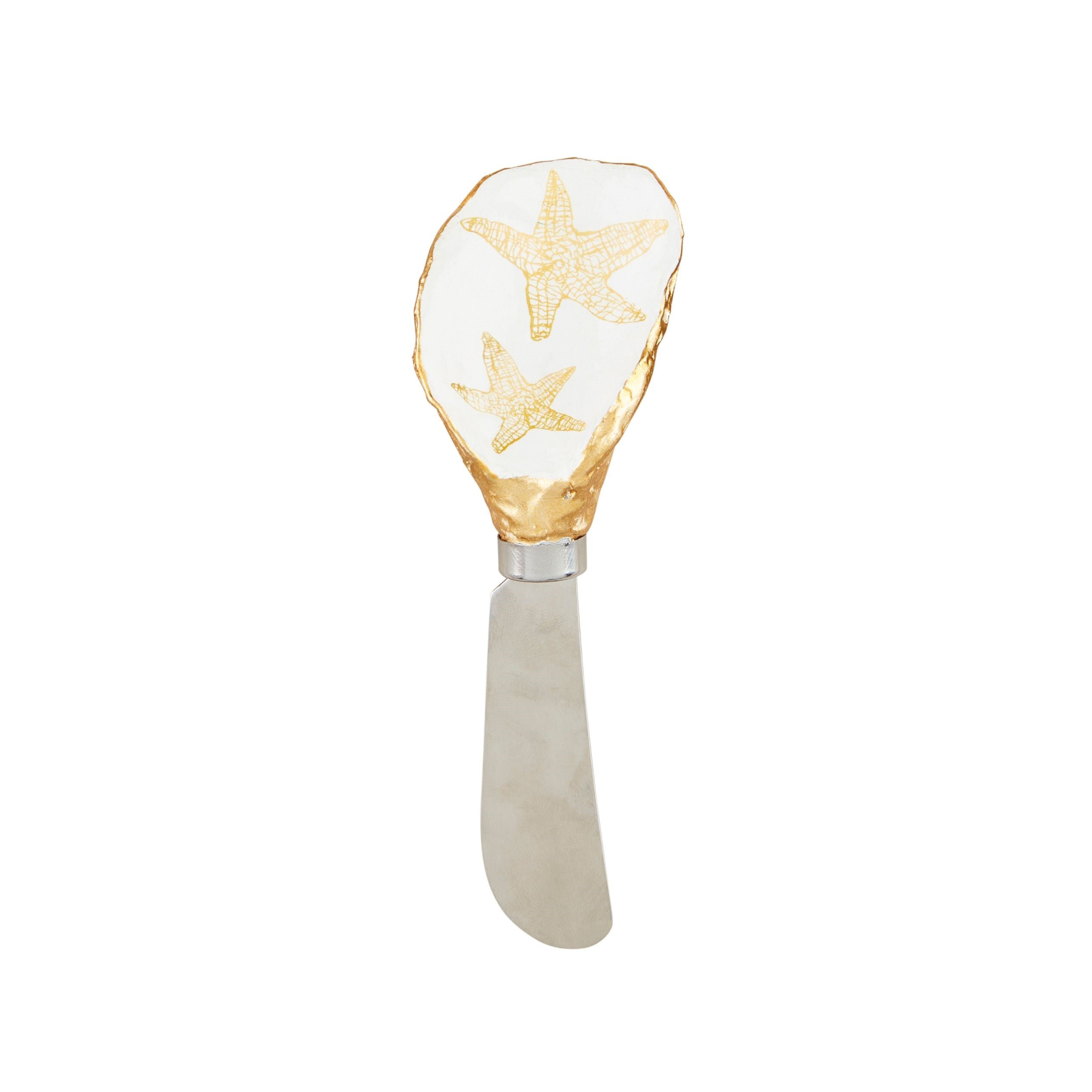 Gold Starfish Patterned Oyster Spreader By Mud Pie