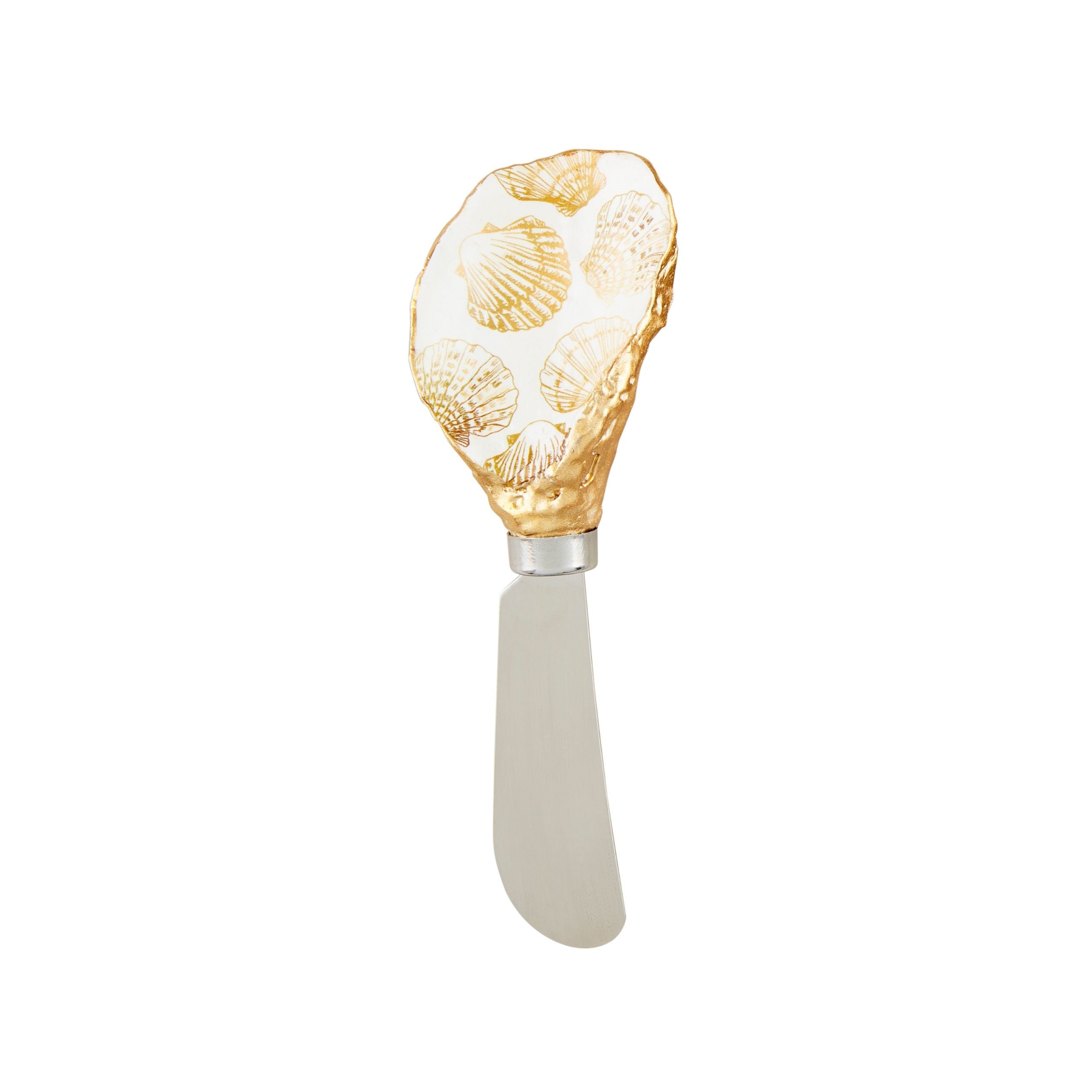Gold Shell Patterned Oyster Spreader By Mud Pie