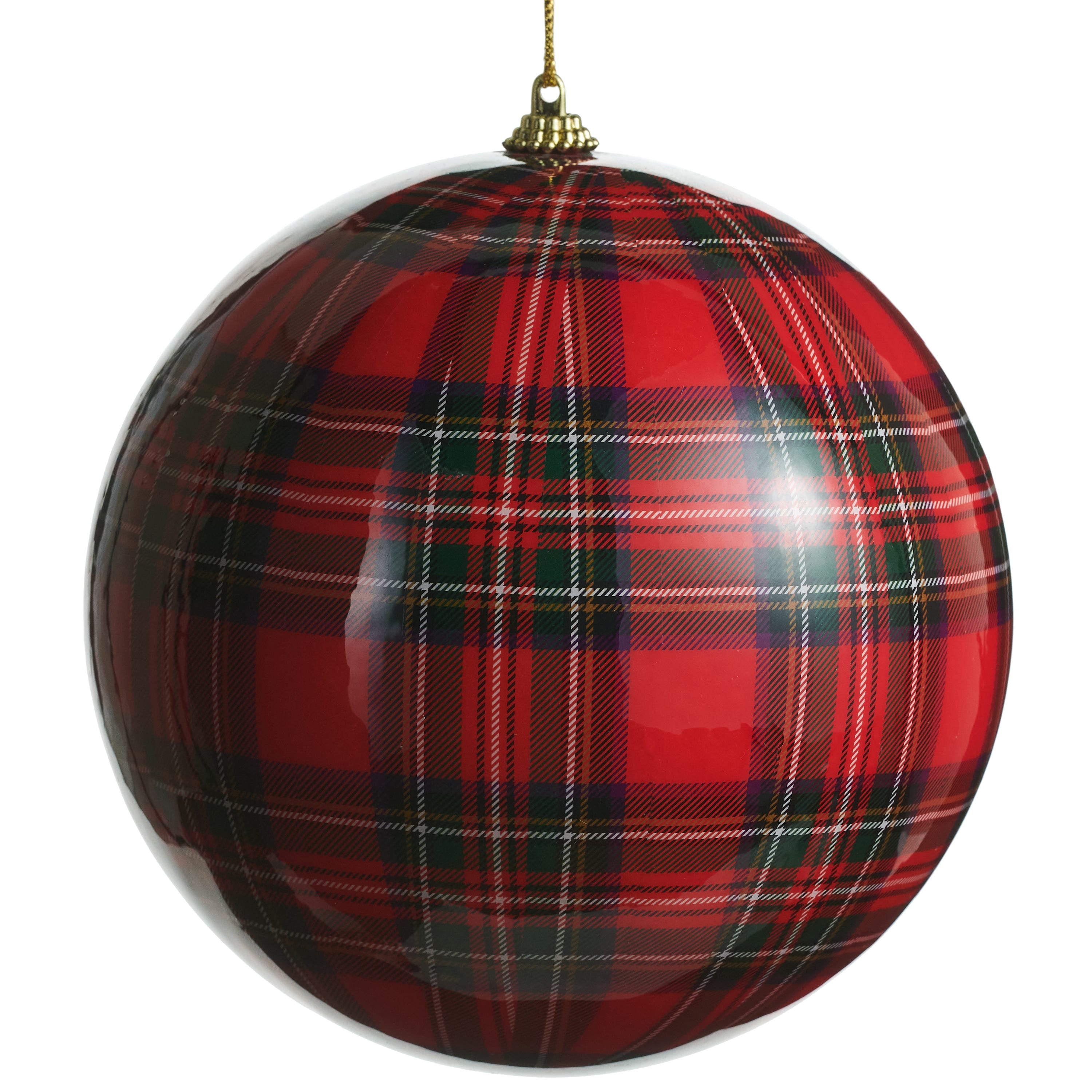 6 Red Plaid Ball Ornament - A. Dodson's