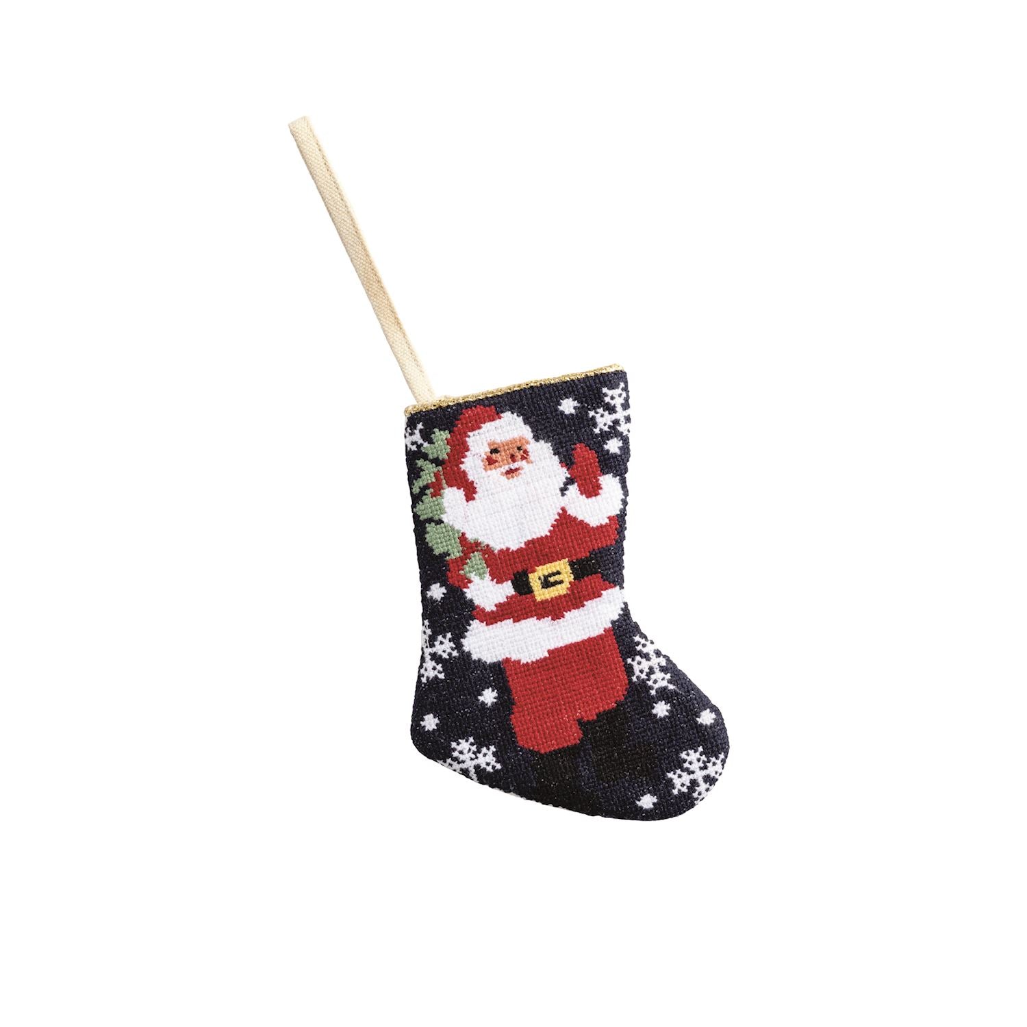 Santa Mini Needlepoint Stocking By Mud Pie