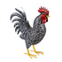 Metal Rooster With Dark Feathers Statue, 14"H