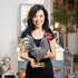 Metal Rooster With Dark Feathers Statue, 14"H