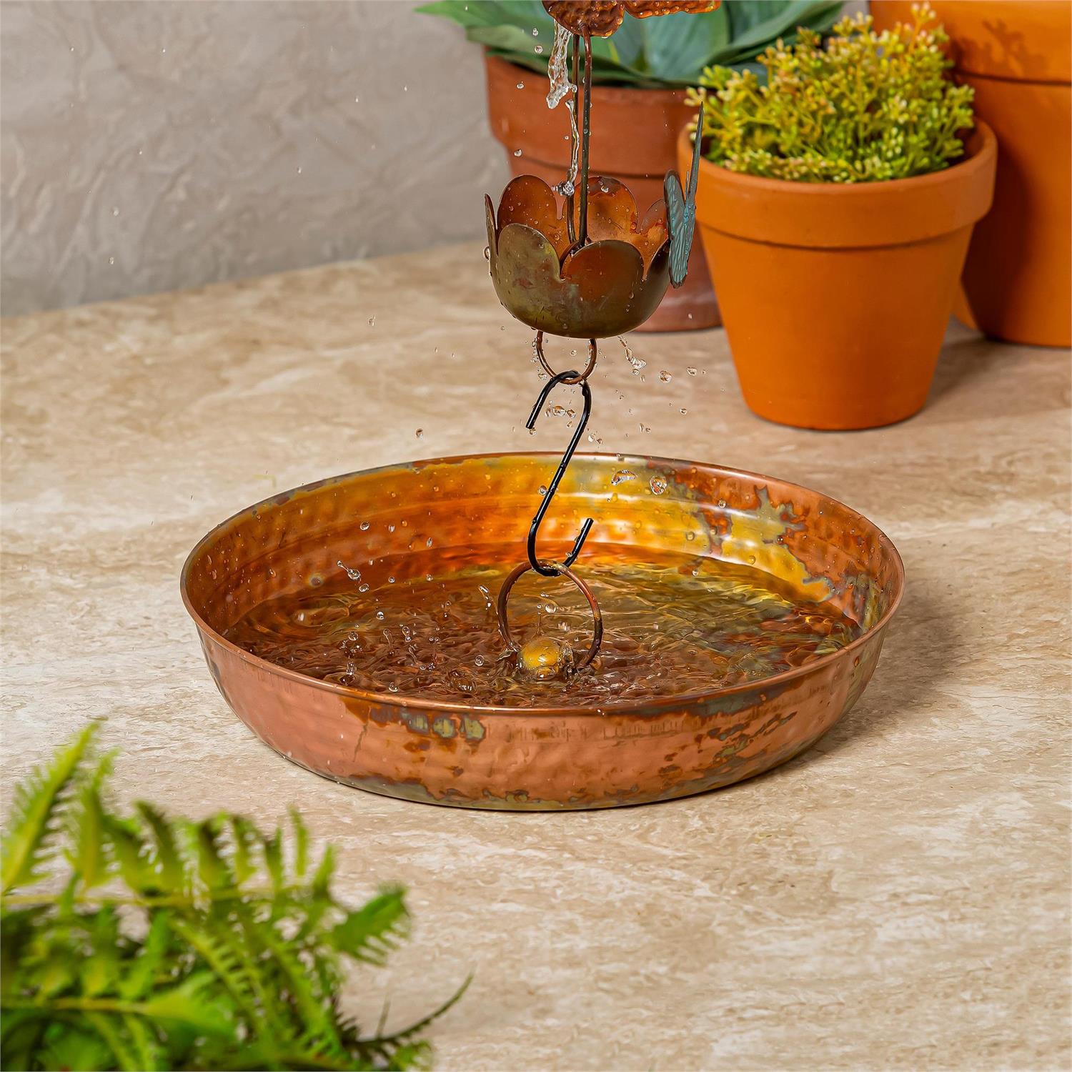 Rain Chain Basin, Metal, Oil Rubbed Textured Bronze