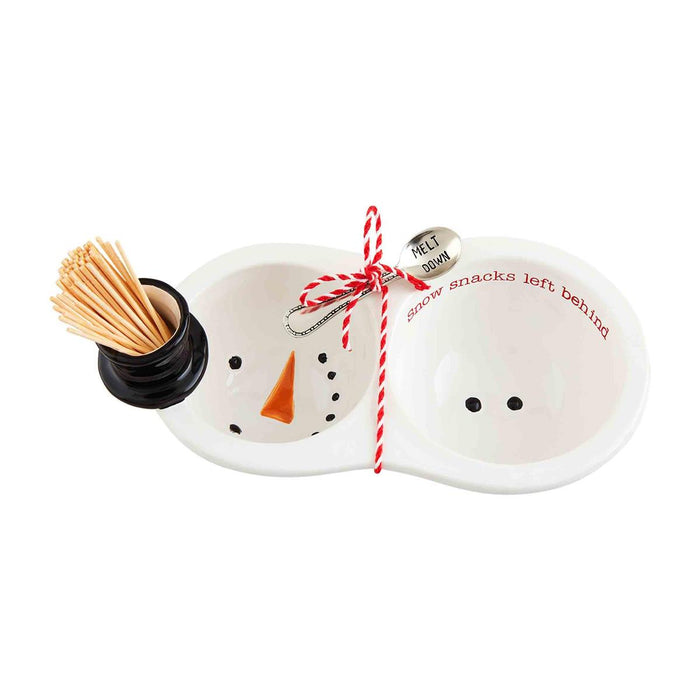 Snowman Double Dish Toothpick Set BY MUD PIE