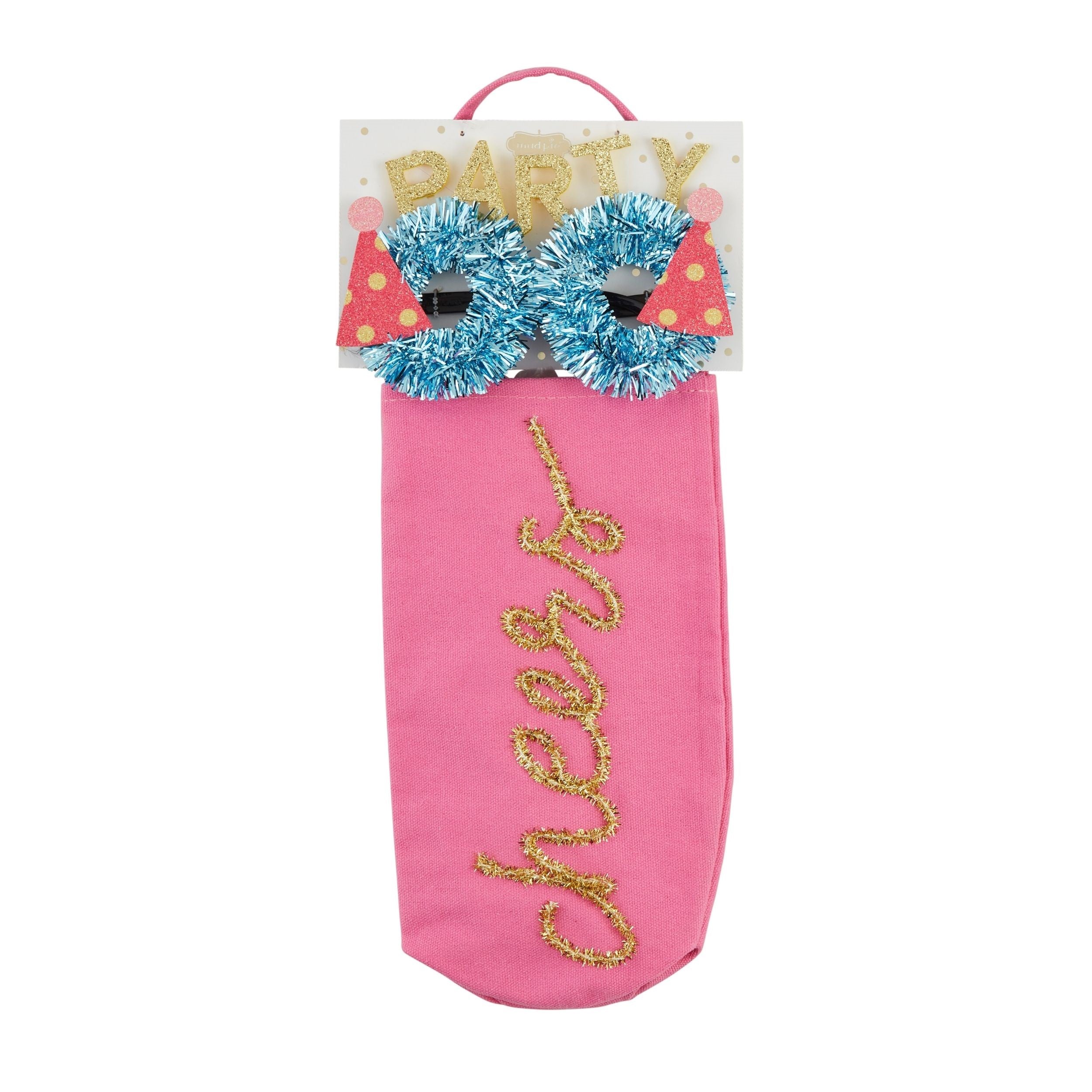 Cheers Birthday Wine Bag & Glasses Set By Mud Pie