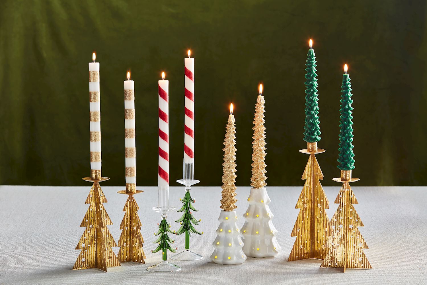 Tree & Stripe Taper Sets By Mud Pie