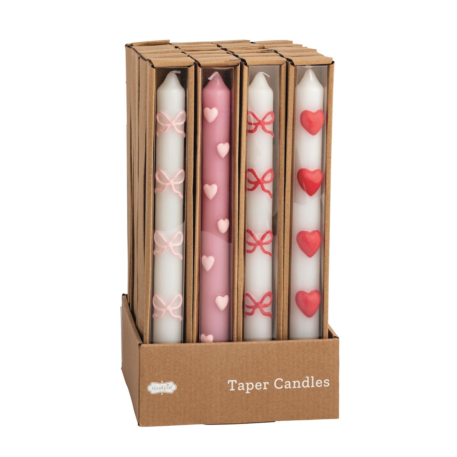 BOW HEART TAPER CANDLES-4A By Mud Pie