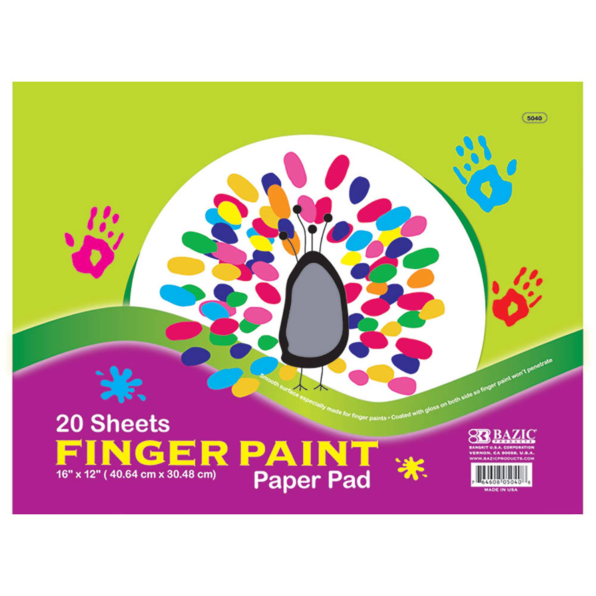 Finger Paint Paper Pad, Glossy, 16 x 12 In, 20 Sheets
