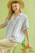 Becky Striped Embroidered Top With Scallop Trim
