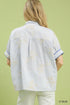 Becky Striped Embroidered Top With Scallop Trim