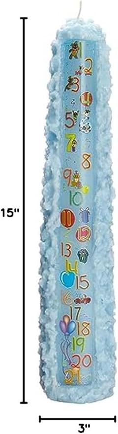 15" Tall Year 1-21 Numbered Birthday Pillar Candle