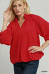 Vera Balloon Sleeve Split Neck Blouse