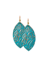 Turquoise Carved Leather Earrings
