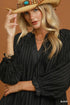 Margot Textured Split Neck Mini Dress - Black with Contrast Cuffs - view 4