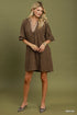 Margot Textured Split Neck Mini Dress - Mocha with Contrast Cuffs - view 2