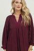 Margot Textured Split Neck Mini Dress - Plum with Contrast Cuffs - view 4