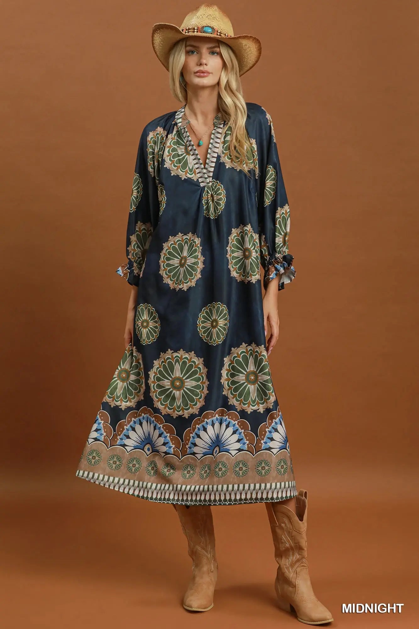 Susanne Abstract Print Belted Midi Dress