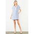 Bee Short Sleeve Split Striped V-Neck Dress