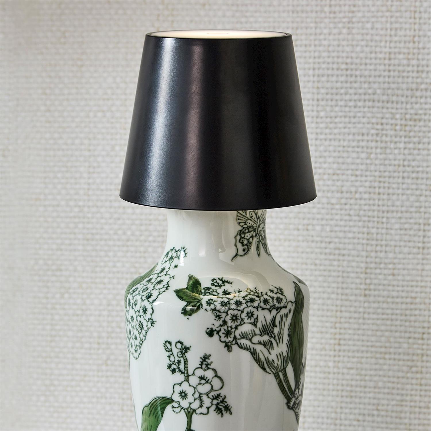 LED Portable Cordless Black Lampshade Bottle Lamp with Stopper Attachment in Gift Box