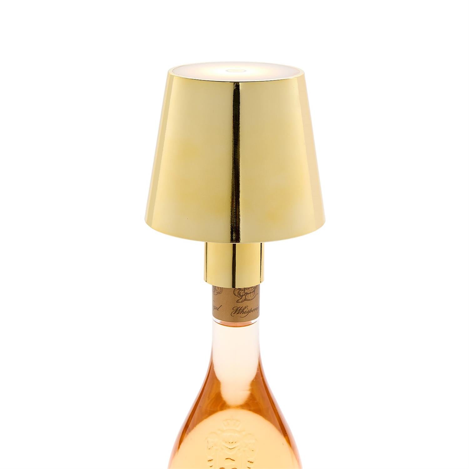 LED Portable Cordless Gold Lampshade Bottle Lamp with Stopper Attachment in Gift Box