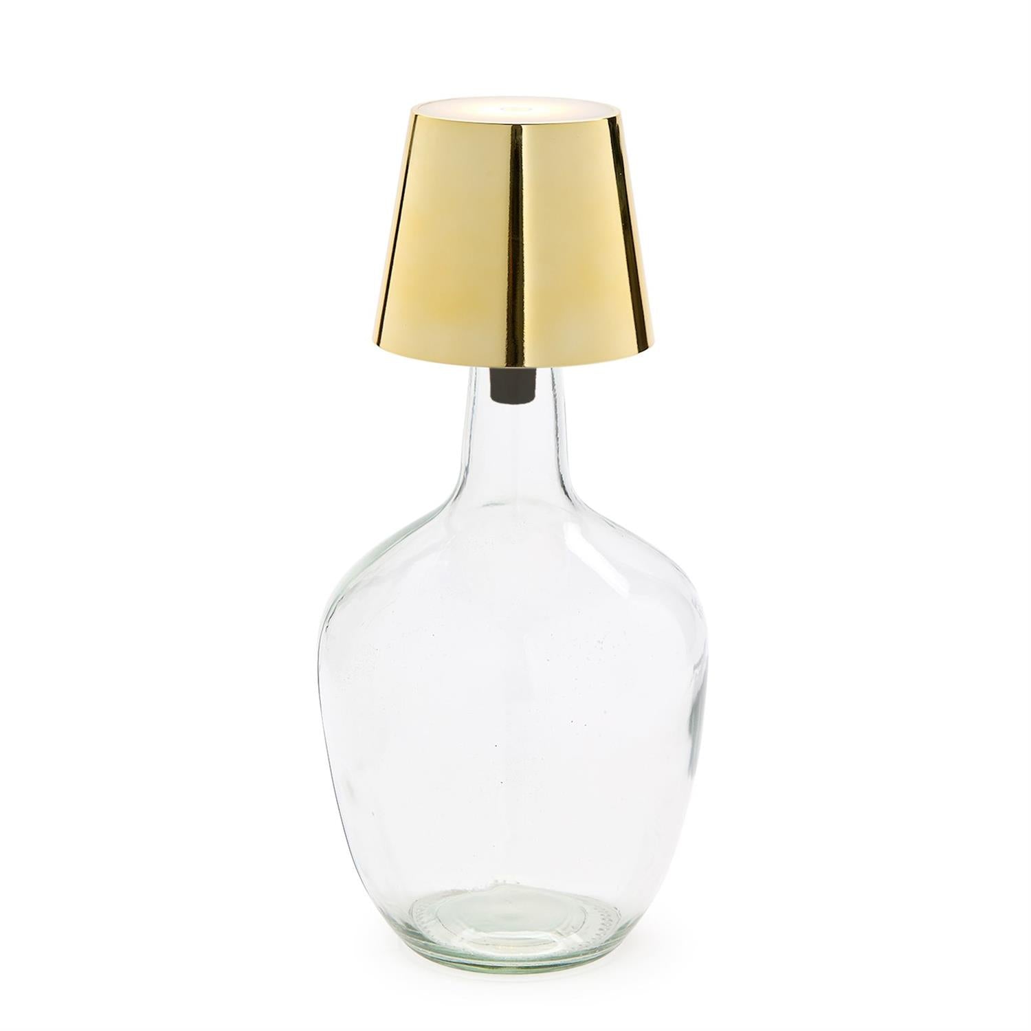 LED Portable Cordless Gold Lampshade Bottle Lamp with Stopper Attachment in Gift Box