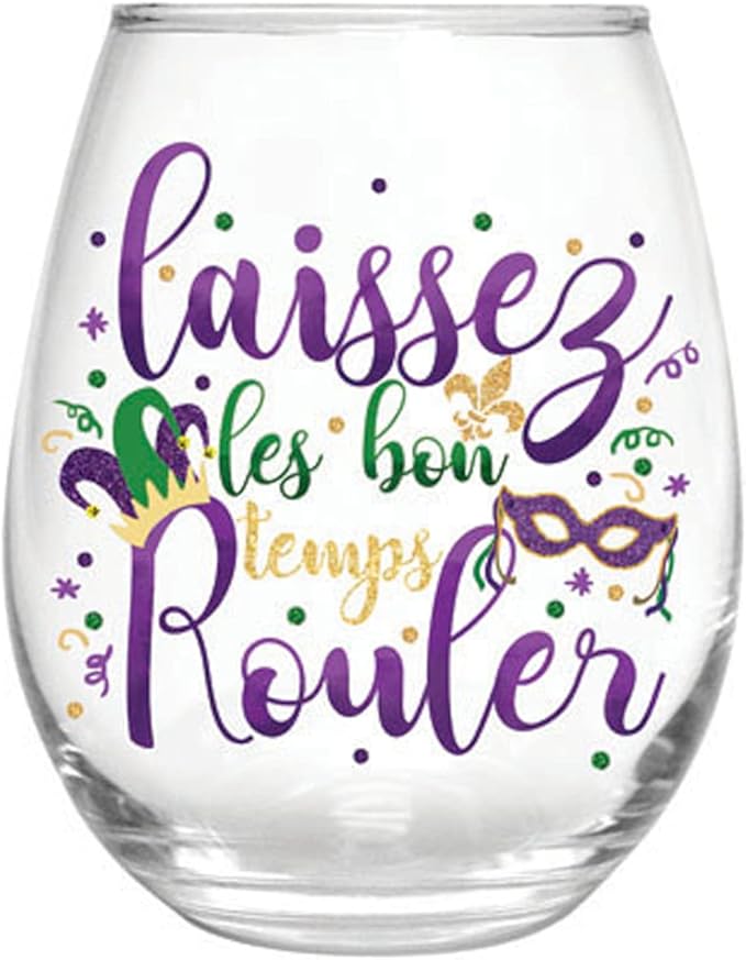 Laissez les bon temps Stemless Glass, 17oz, Gift Box