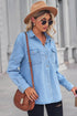 Light-colored slim long sleeve basic denim shirt