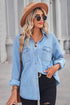 Light-colored slim long sleeve basic denim shirt