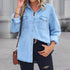 Light-colored slim long sleeve basic denim shirt