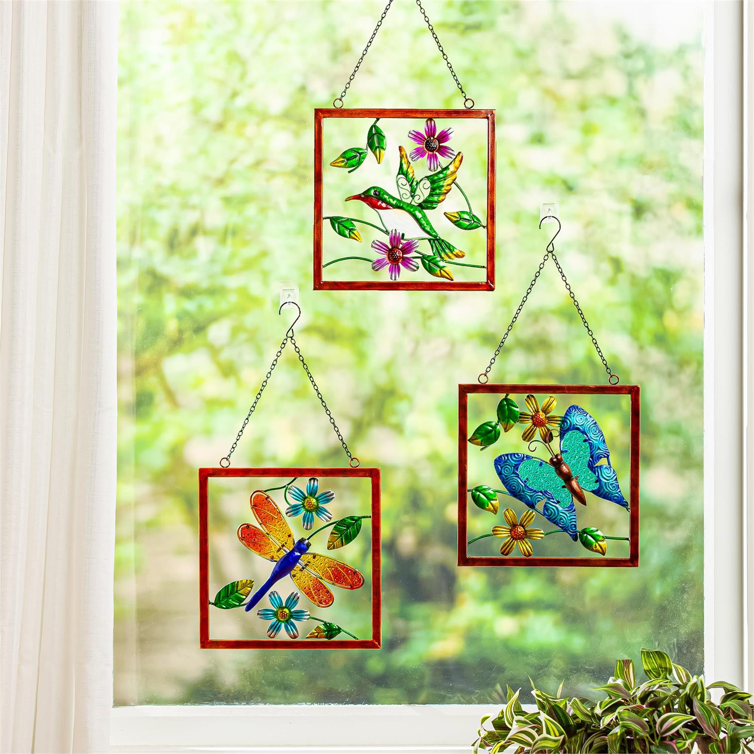 Pollinator Garden Indoor Wall Décor, Metal with Chain