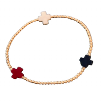 egirl signature cross gold pattern 2mm bead bracelet - Firecracker by enewton