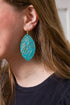 Turquoise Carved Leather Earrings