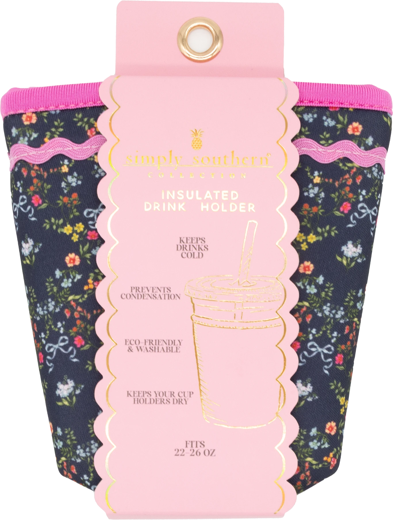 Simply Southern Insulated Drink Sleeve - Navy Ribbon Floral by Simply Southern