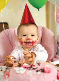 CHILD SMASHING BIRTHDAY CAKE CARD
