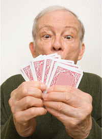 ELDERLY MAN PLAYING CARDS CARD