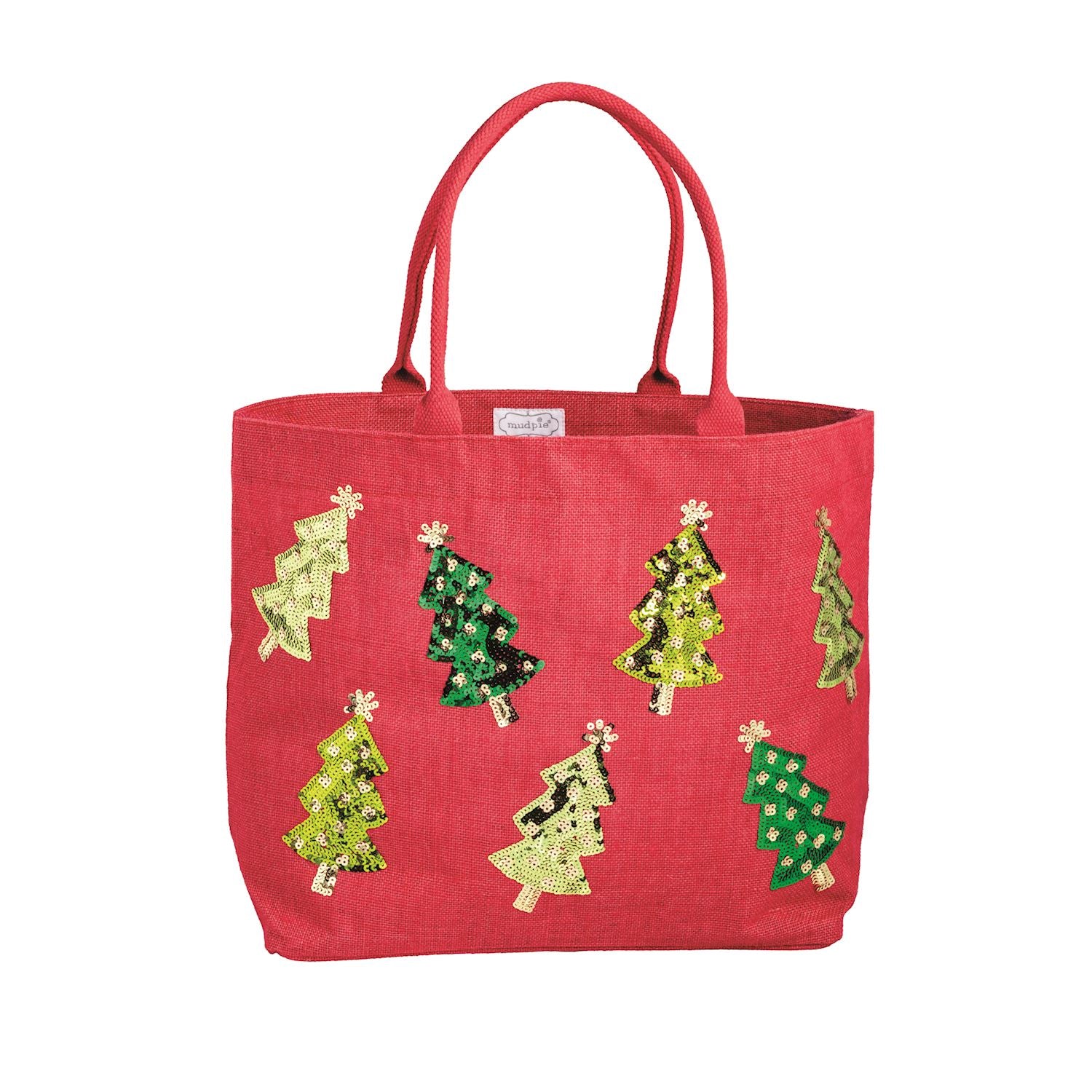Red Tree Holiday Classic Sparkle Tote By Mud Pie