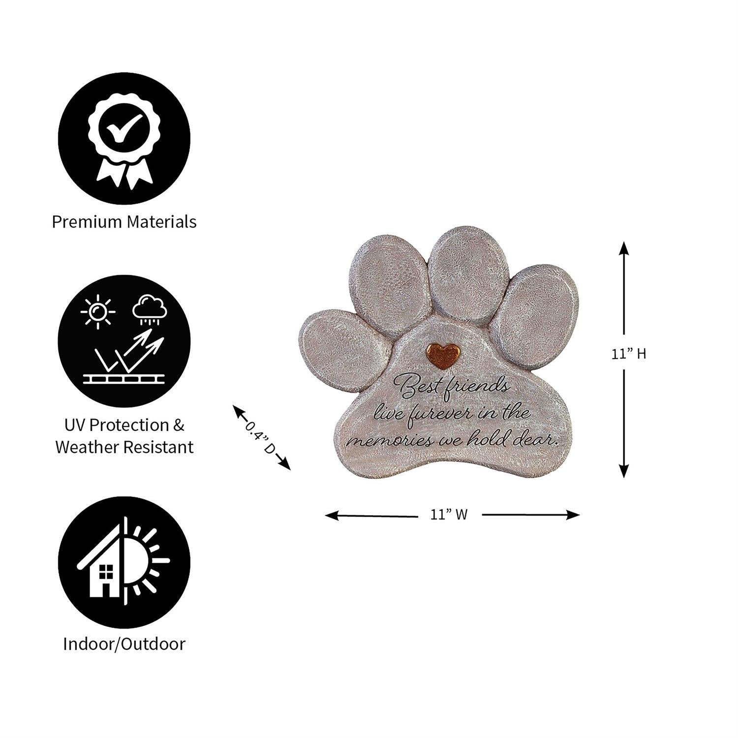 Pet Memorial Garden Stone, Best Friends Live Forever, 11"