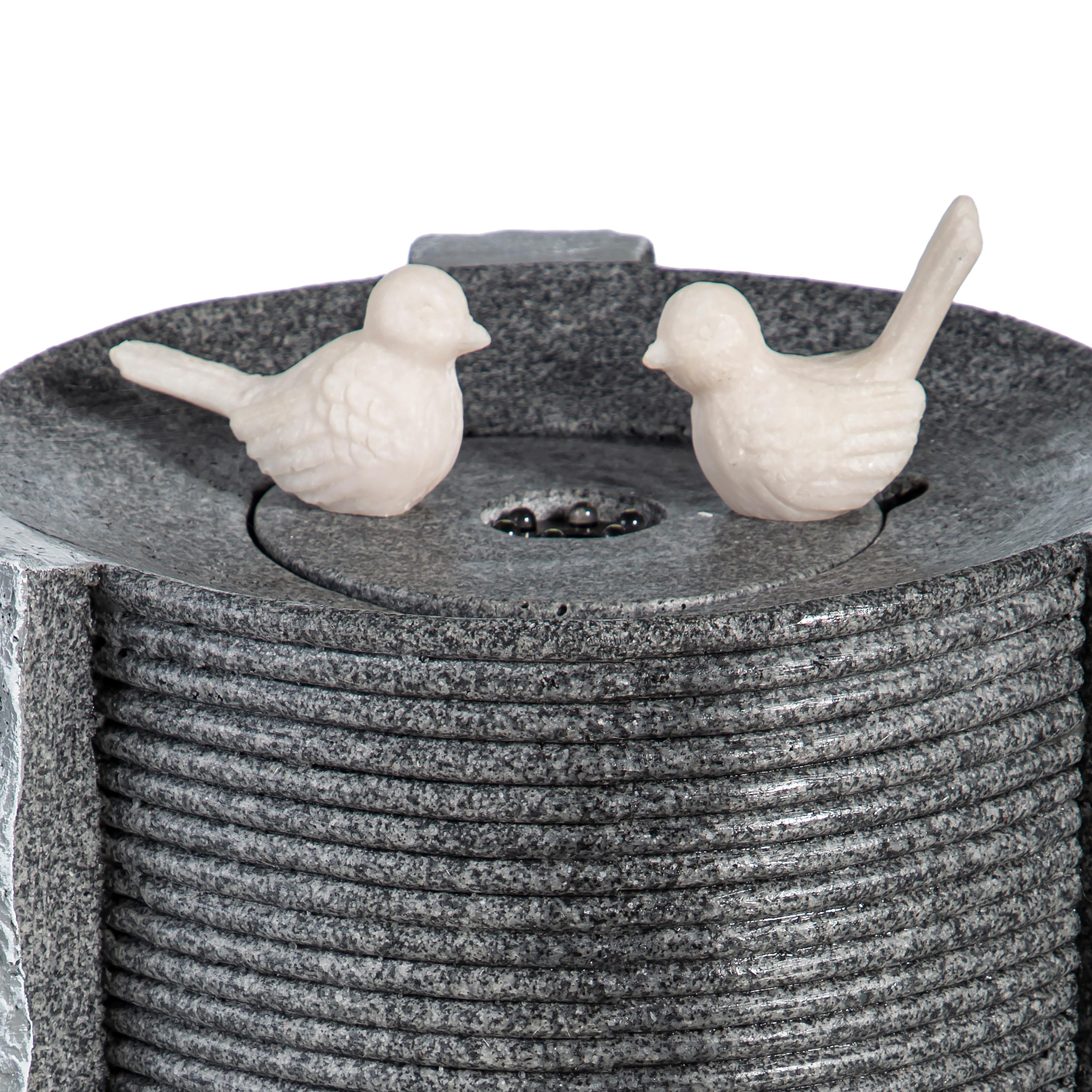 Stone Cylinder with Birds Fountain