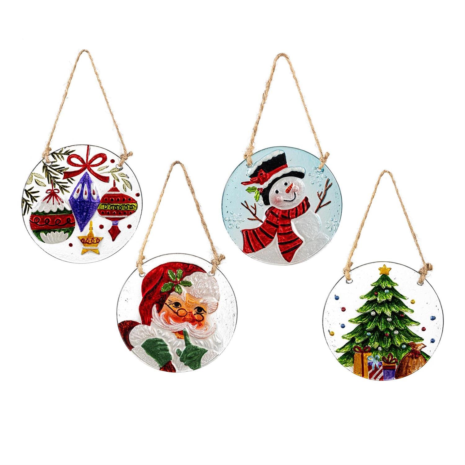 Traditional Santa Garden Accent, Round Suncatcher,