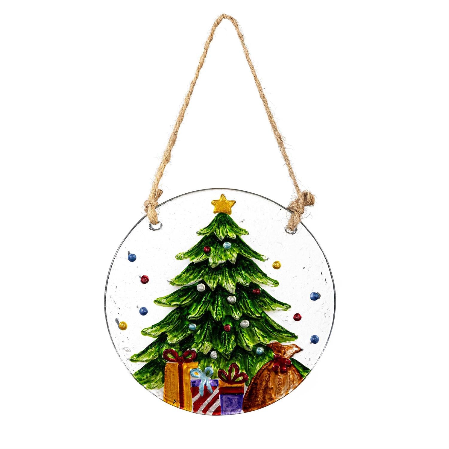 Traditional Santa Garden Accent, Round Suncatcher,