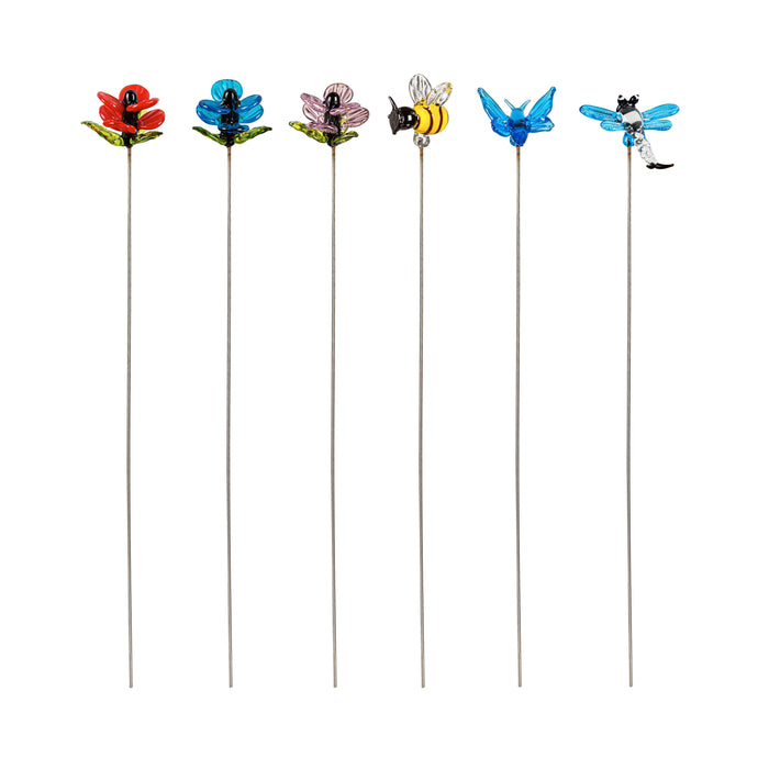 Glass Insect And Flower Plant Pick