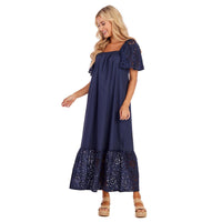 Navy Conny Eyelet Maxi Dress BY MUD PIE