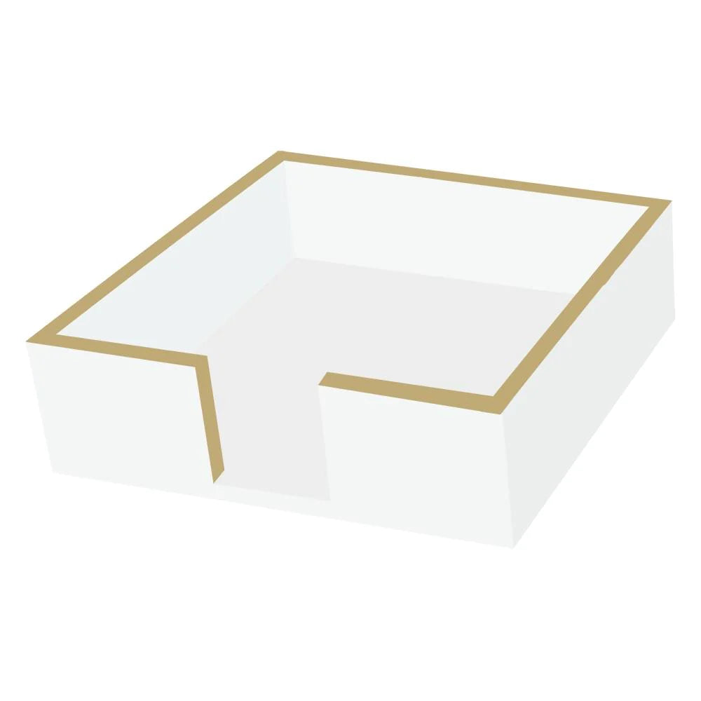 Beverage Napkin Holder Wood White/Gold - A. Dodson's